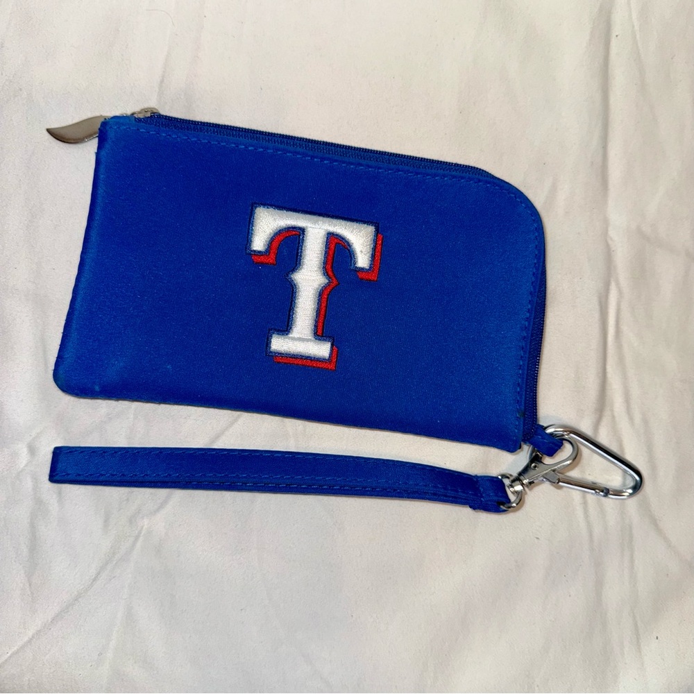 Texas Rangers Blue Wristlet Wallet ID Phone Keys Holder Great Gift!